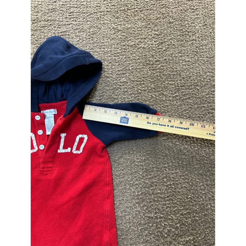 Ralph Lauren Polo Baby Boys Red Navy Hooded Fleece Romper Coverall 9M